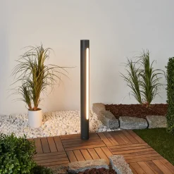 Lucande Tomas LED-vejlampe, 75 cm, mørkegrå, IP54
