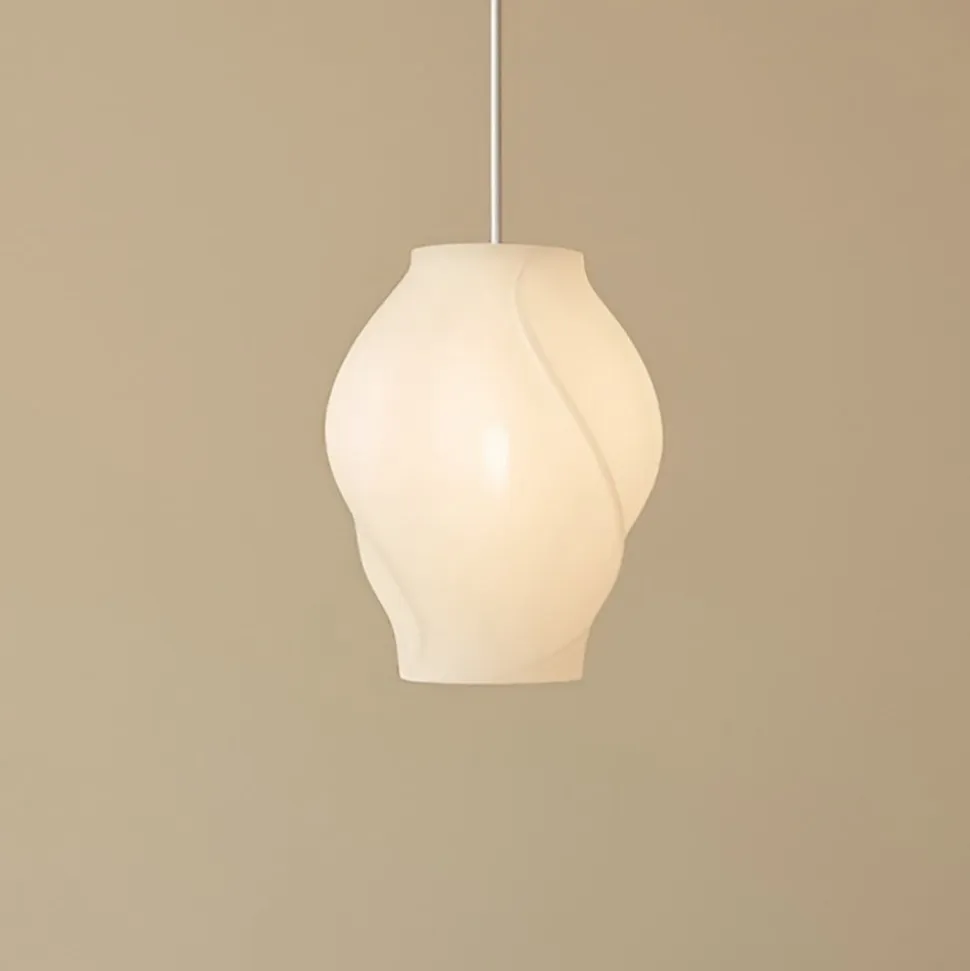 Lucande Tovina hængelampe, tekstil, hvid, Ø35cm
