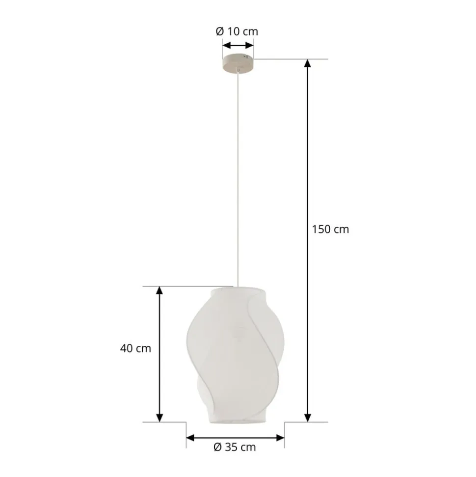 Lucande Tovina hængelampe, tekstil, hvid, Ø35cm