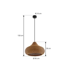 Lucande udendørs hængelampe Taniola, 1 lyskilde, beige, rattan, IP44