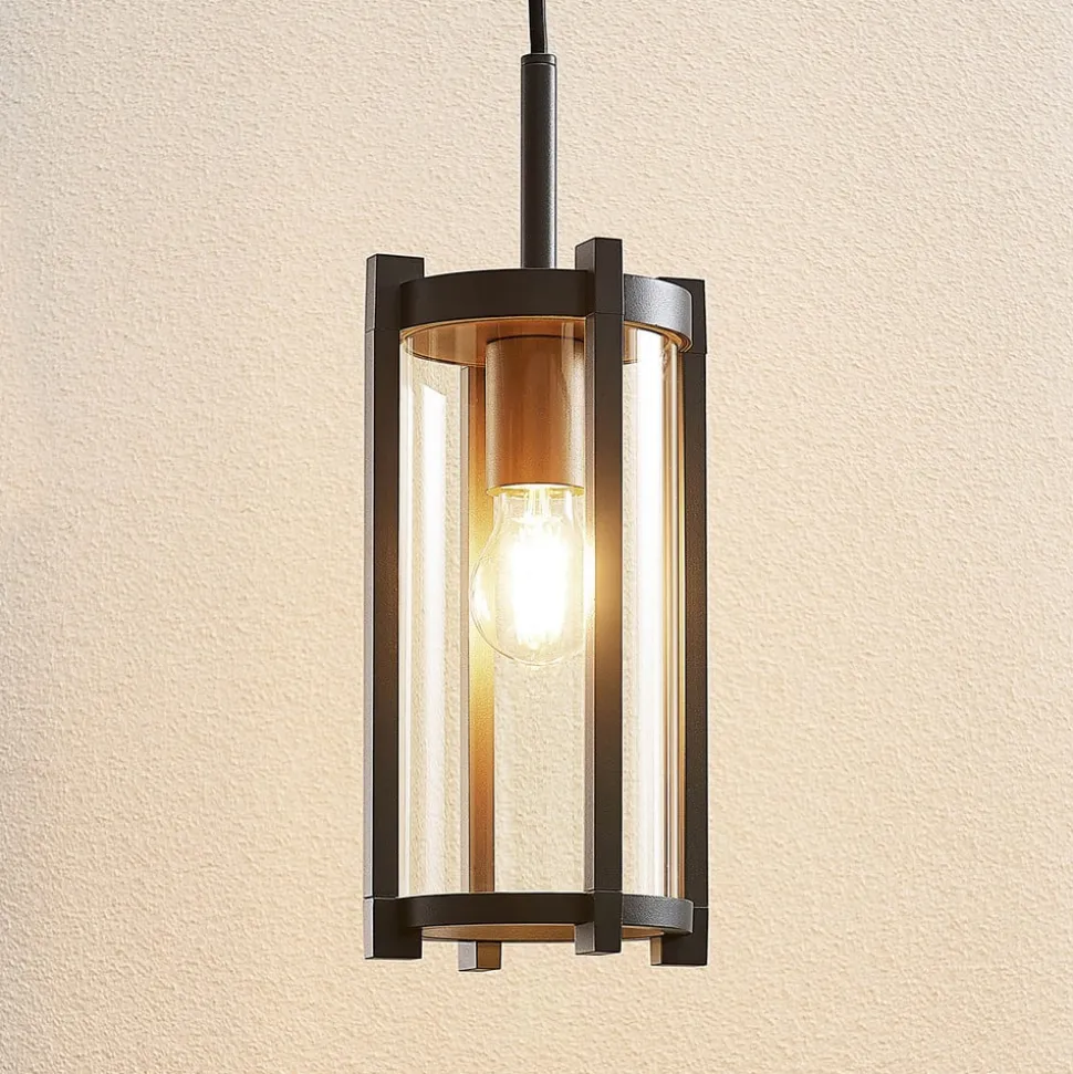 Lucande udendørs hængelampe Brienne, antracit, aluminium, Ø 15cm