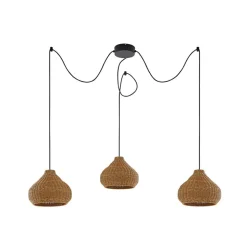 Lucande udendørs hængelampe Taniola, 3 lyskilder, beige, rattan, IP44