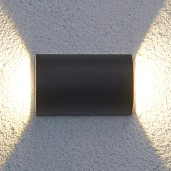 Lucande udendørs LED-væglampe Jale, 16 cm, antracit, aluminium