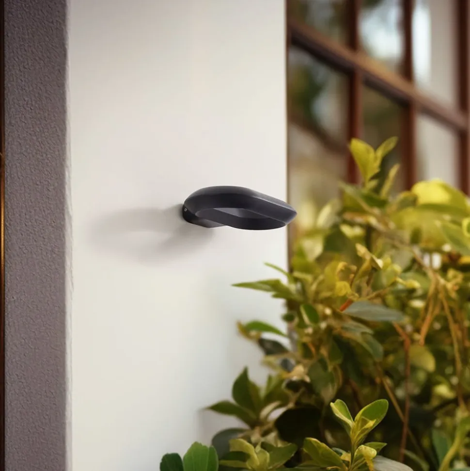 Lucande udendørs LED-væglampe LOOP, sort, IP44, metal