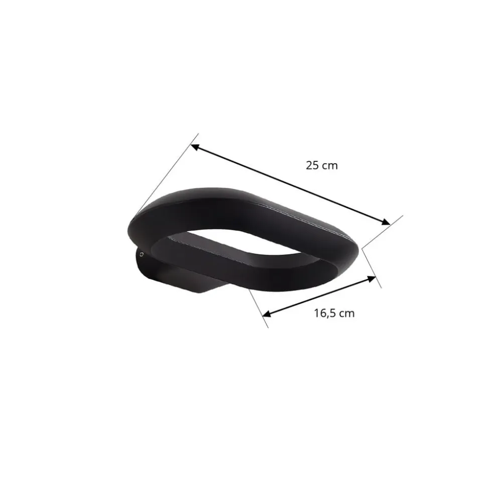 Lucande udendørs LED-væglampe LOOP, sort, IP44, metal