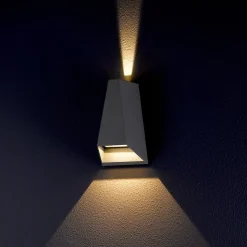 Lucande udendørs LED-væglampe Jendrik, højde 17 cm, antracit