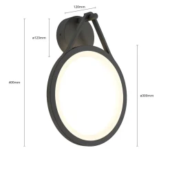 Lucande udendørs LED-væglampe Mirco, 30 cm, sort, IP65
