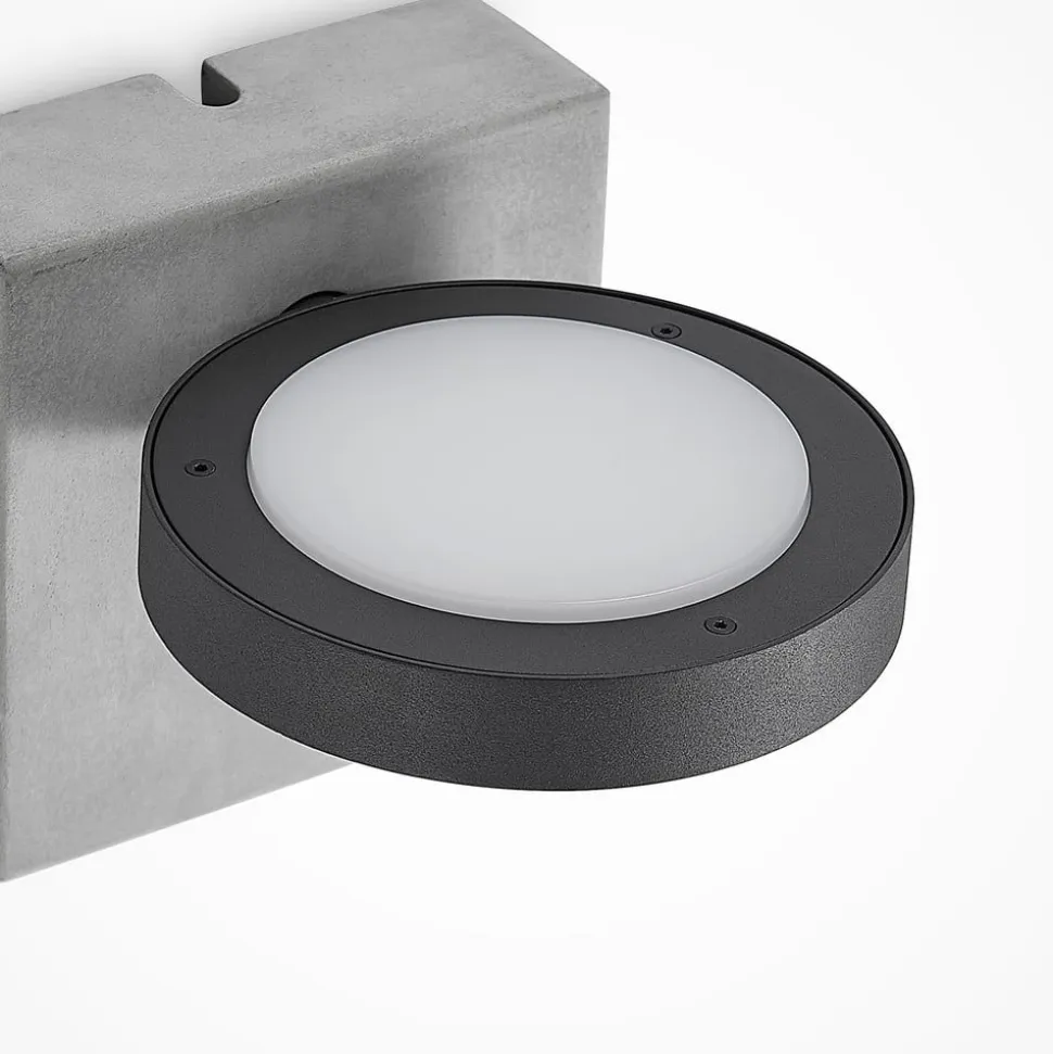 Lucande udendørs LED-væglampe Belna, beton, sensor, IP54