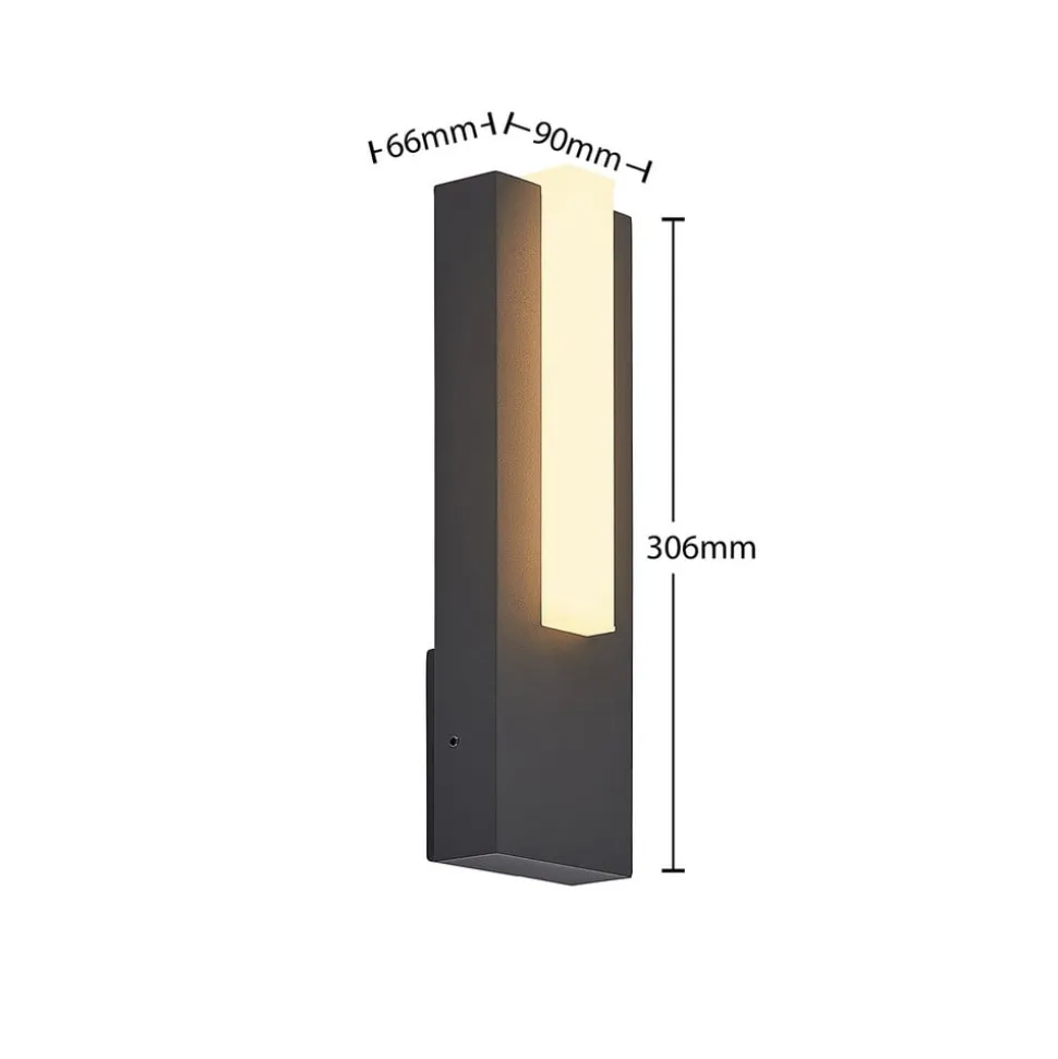 Lucande udendørs LED-væglampe Virgalia, 31 cm, antracit, IP65