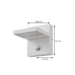 Lucande udendørs LED-væglampe Silvan, hvid, sensor, IP54, 16 cm