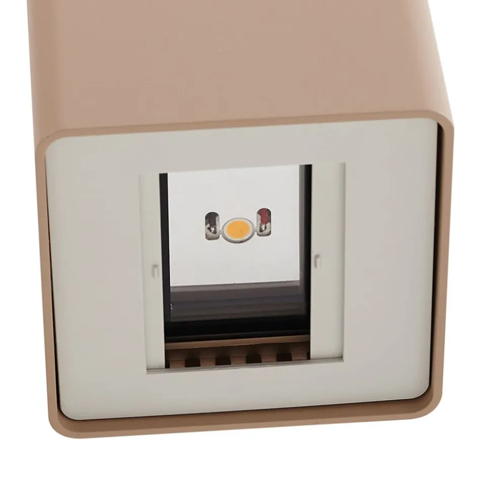 Lucande udendørs LED-væglampe Aaron, beige, IP54, op/ned