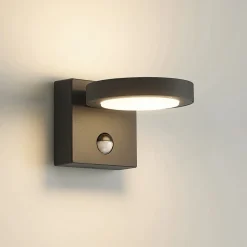Lucande udendørs LED-væglampe Belna, metal, sensor, IP54