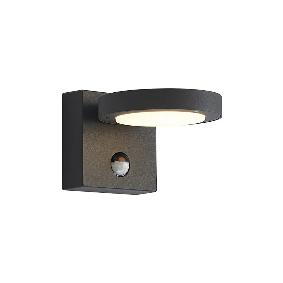Lucande udendørs LED-væglampe Belna, metal, sensor, IP54