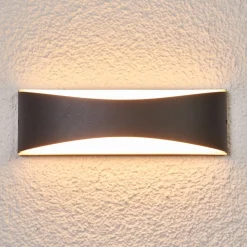 Lucande udendørs LED-væglampe Akira, antracit, metal, 23 cm