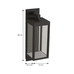 Lucande udendørs LED-væglampe Ferdinand, grå, metal, 38 cm