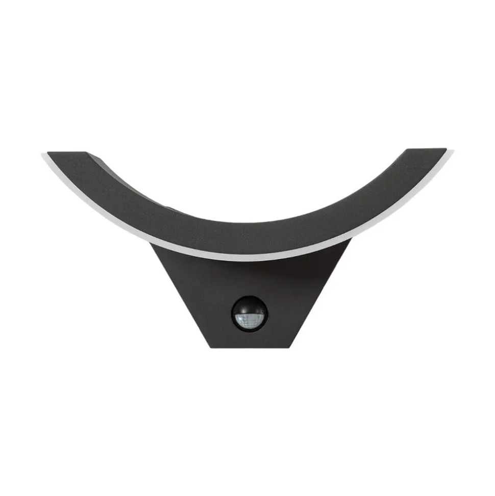 Lucande udendørs LED-væglampe Halv, sensor, antracit, IP54