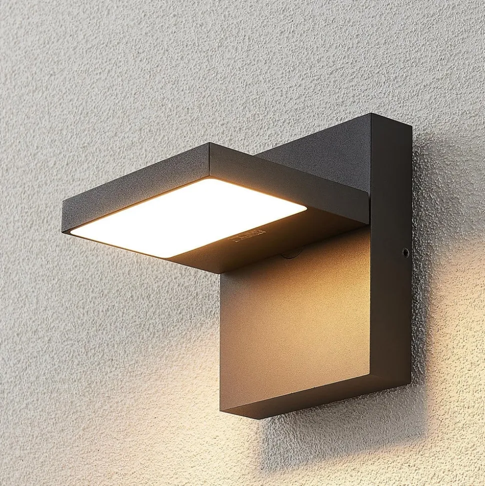 Lucande udendørs LED-væglampe Silvan, antracit, IP65, 14 cm