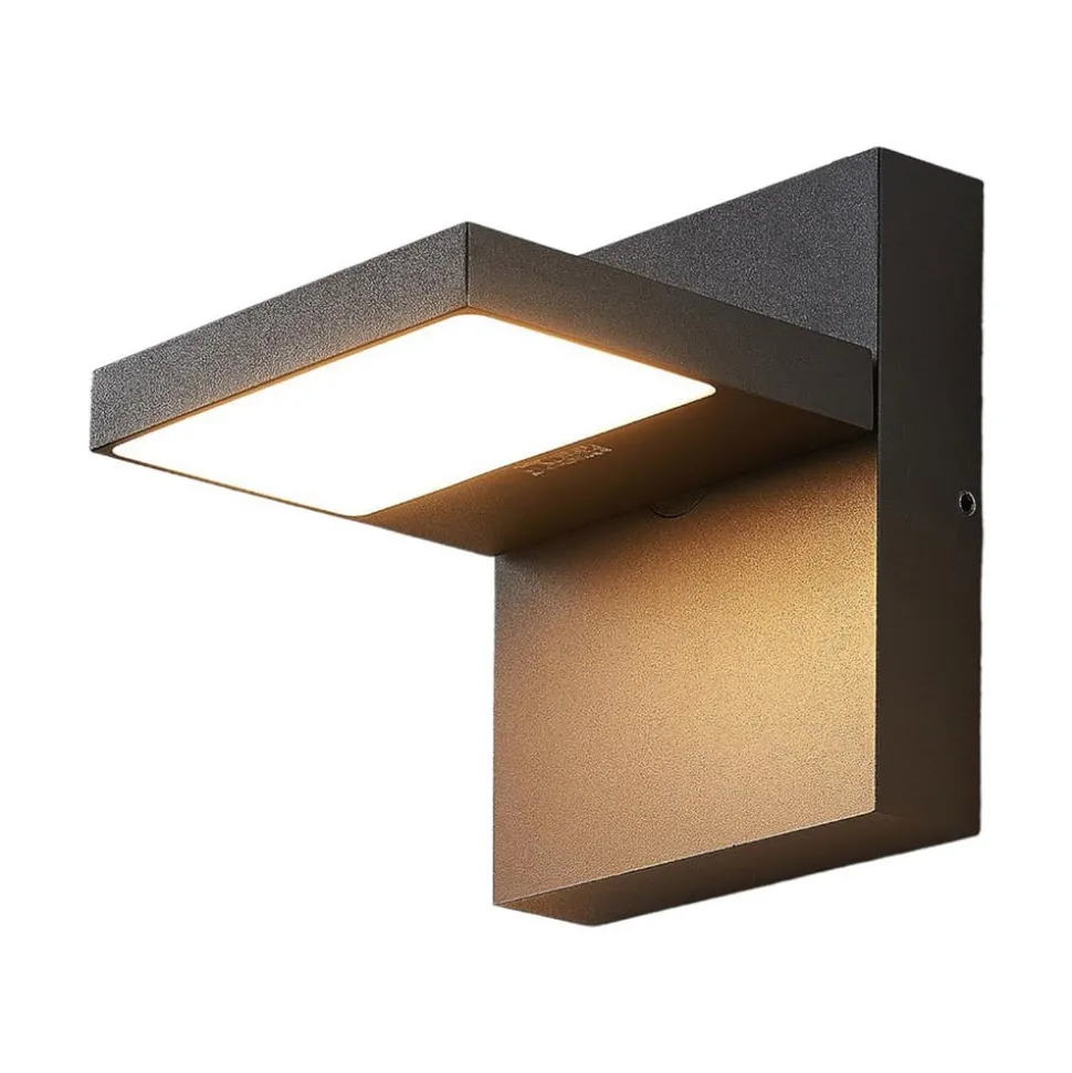 Lucande udendørs LED-væglampe Silvan, antracit, IP65, 14 cm