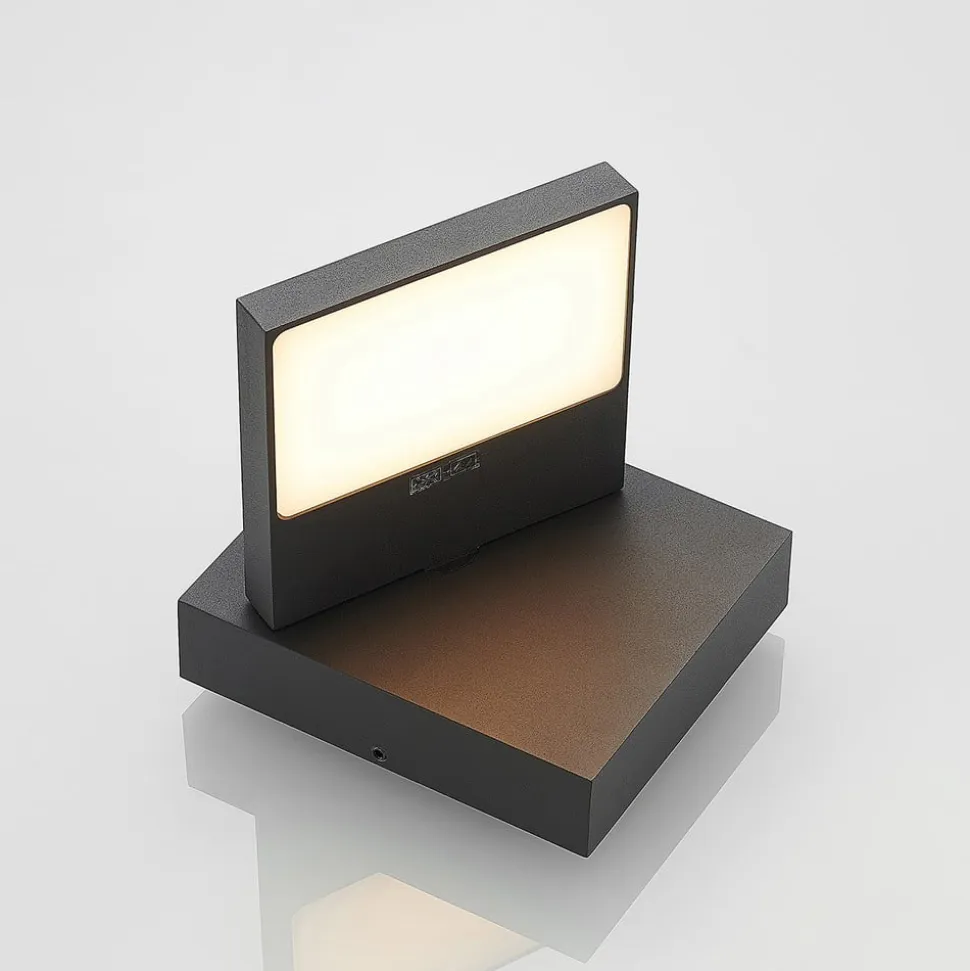 Lucande udendørs LED-væglampe Silvan, antracit, IP65, 14 cm