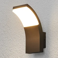 Lucande udendørs LED-væglampe Timm, 20 cm, antracit, IP54
