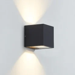 Lucande udendørs LED-væglampe Merjem, 12 cm, op/ned, IP54