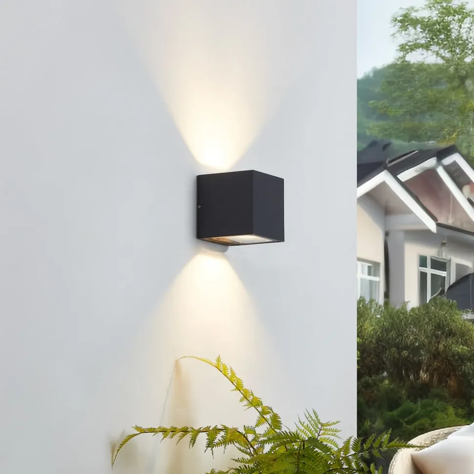 Lucande udendørs LED-væglampe Merjem, 12 cm, op/ned, IP54