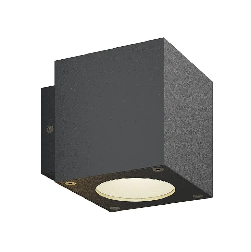 Lucande udendørs LED-væglampe Jarno, antracit, metal, 9 cm