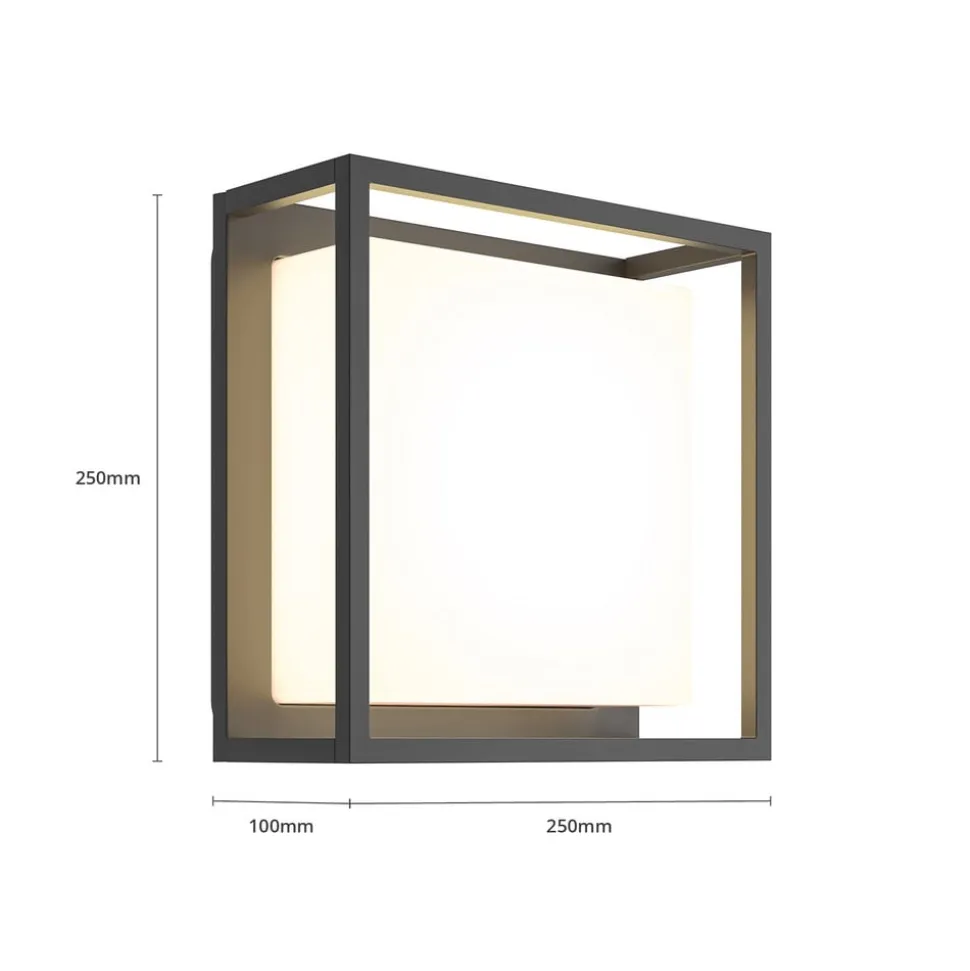 Lucande udendørs LED-væglampe Ilirian, antracit, aluminium, 25 cm
