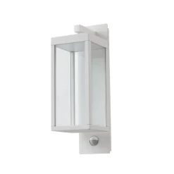 Lucande udendørs LED-væglampe Ferdinand, hvid, sensor, 38 cm