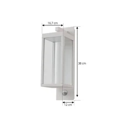 Lucande udendørs LED-væglampe Ferdinand, hvid, sensor, 38 cm