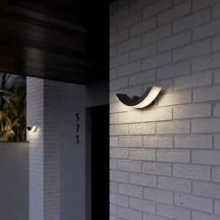 Lucande udendørs LED-væglampe Half, 30 cm, antracit, IP54