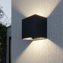 Lucande udendørs LED-væglampe Evie, 14 cm, antracit, op/ned