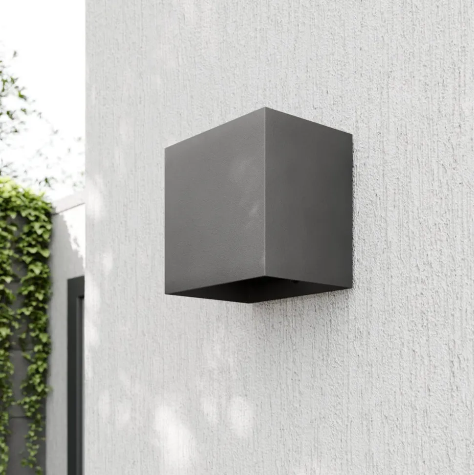 Lucande udendørs LED-væglampe Evie, 14 cm, antracit, op/ned