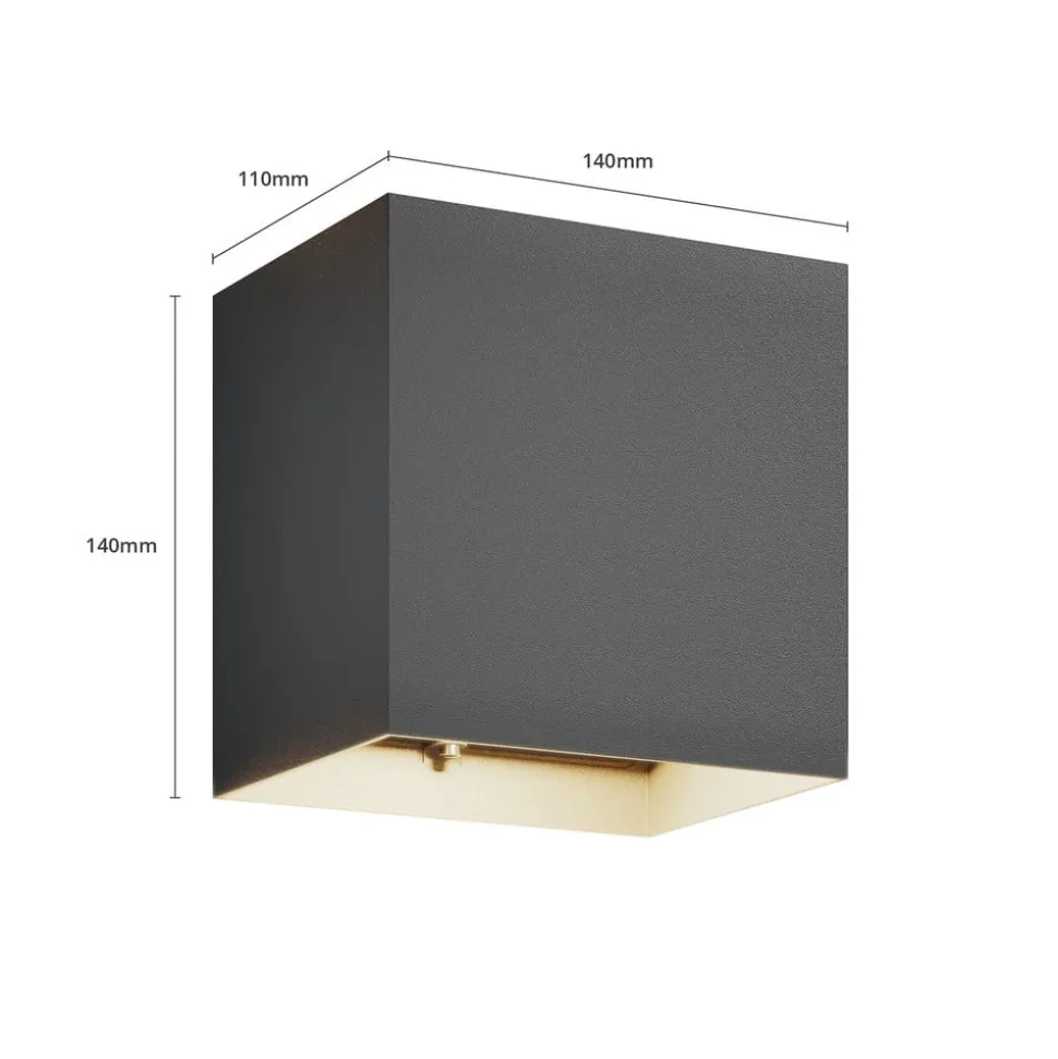 Lucande udendørs LED-væglampe Evie, 14 cm, antracit, op/ned