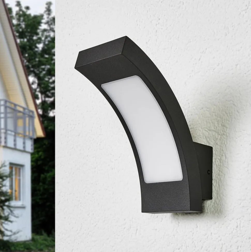 Lucande udendørs LED-væglampe Juvia, 19 cm, antracit, IP54