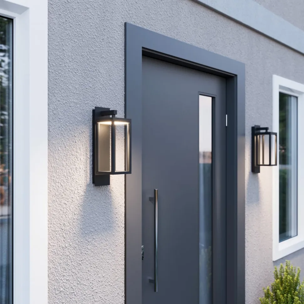 Lucande udendørs LED-væglampe Ferdinand, sæt med 3, grå, 38 cm