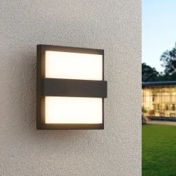 Lucande udendørs LED-væglampe Gylfi, 20 cm, antracit, aluminium