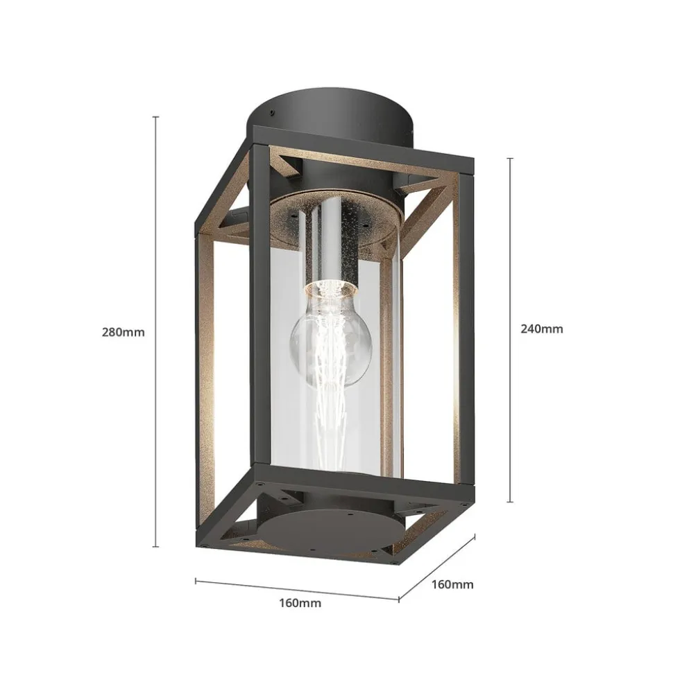 Lucande udendørs loftlampe Ferda, 29 cm, antracit, IP44