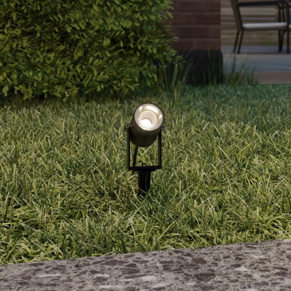 Lucande udendørs spotlampe Galina, jordspyd, stik, grå, 11 cm