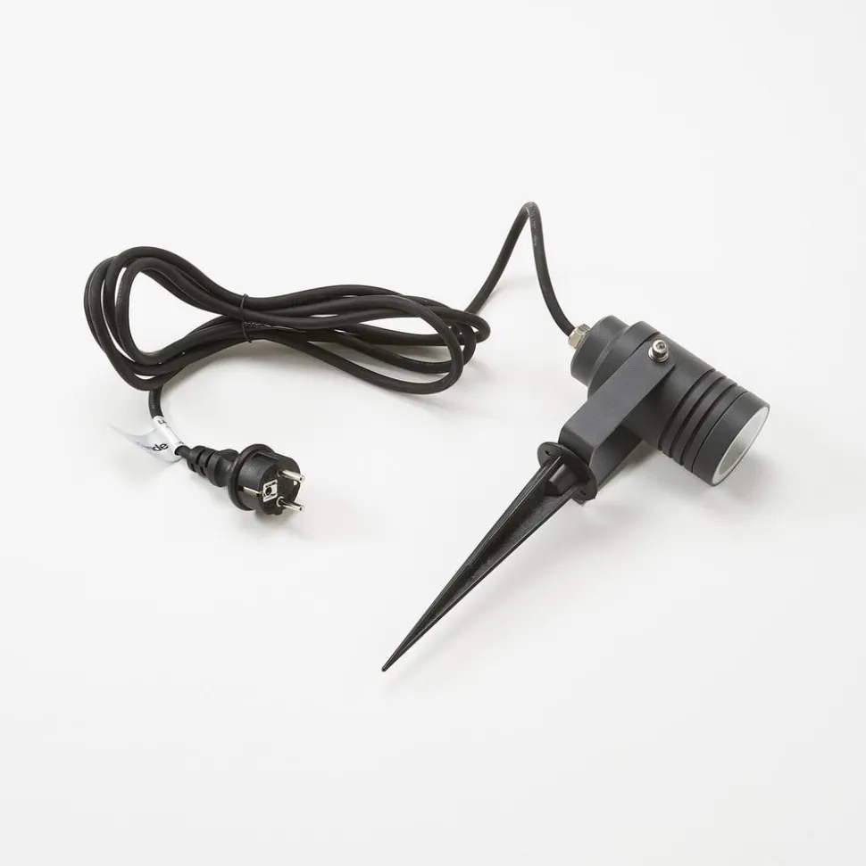 Lucande udendørs spotlampe Galina, jordspyd, stik, grå, 11 cm
