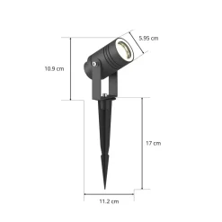 Lucande udendørs spotlampe Galina, jordspyd, stik, grå, 11 cm