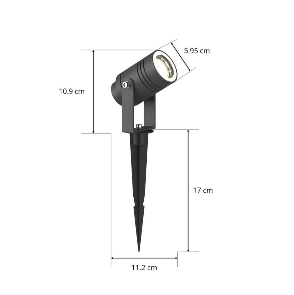 Lucande udendørs spotlampe Galina, jordspyd, stik, grå, 11 cm