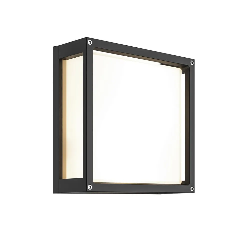 Lucande udendørs væglampe Aurelien, antracit, metal, 25x 25cm
