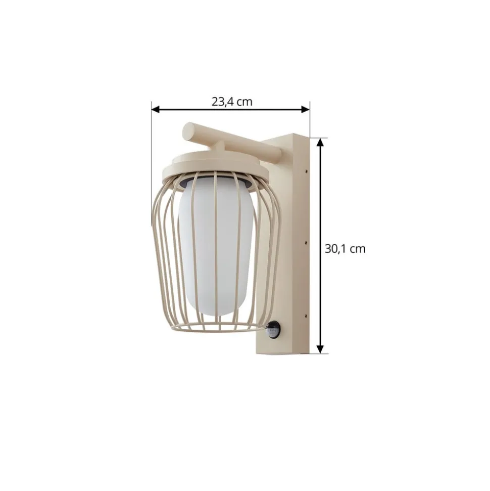 Lucande udendørs væglampe Chandan, 30 cm, beige, sensor, IP44