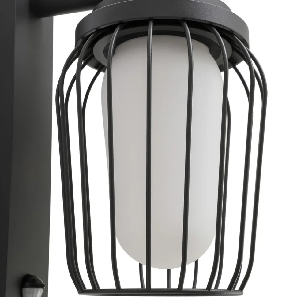 Lucande udendørs væglampe Chandan, 30 cm, antracit, sensor