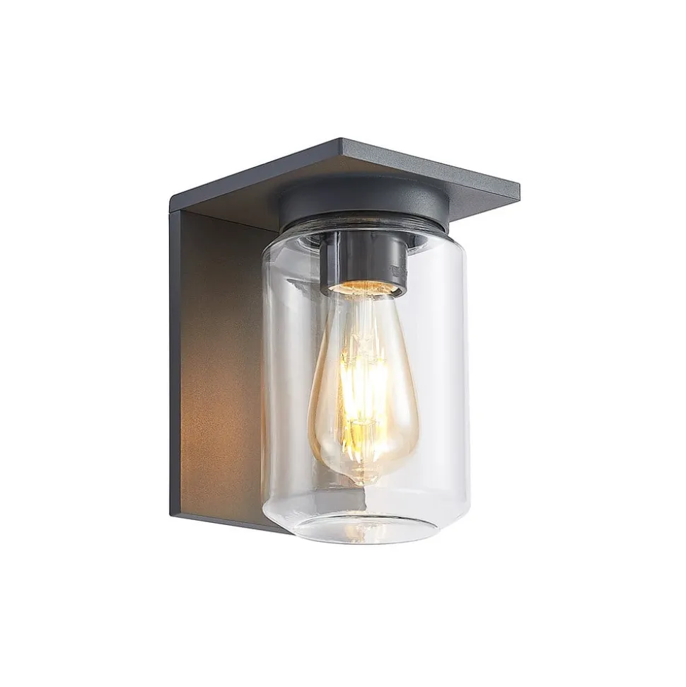 Lucande udendørs væglampe Semka, antracit, aluminium, glas, 20 cm