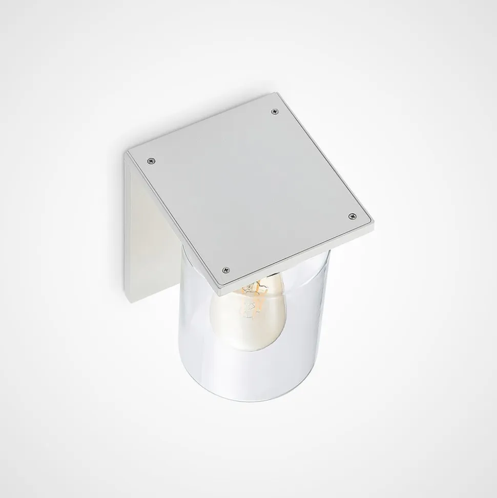 Lucande udendørs væglampe Semka, hvid, aluminium, glas, 20 cm