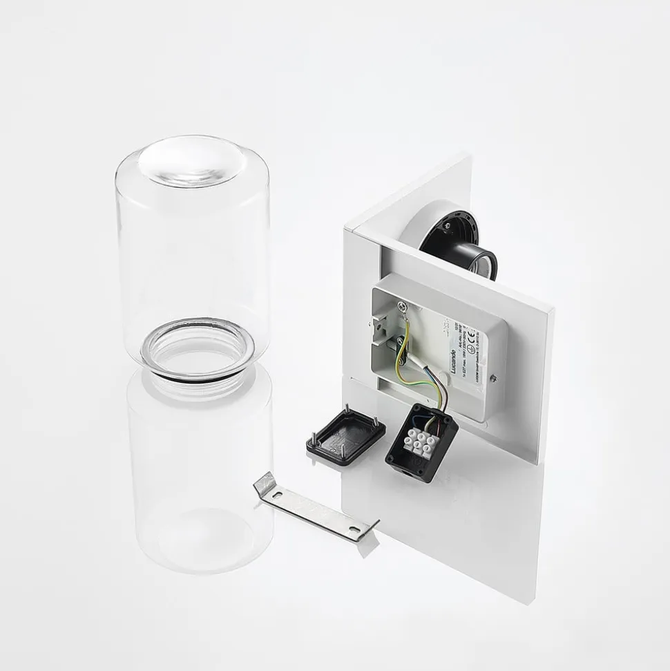 Lucande udendørs væglampe Semka, hvid, aluminium, glas, 20 cm