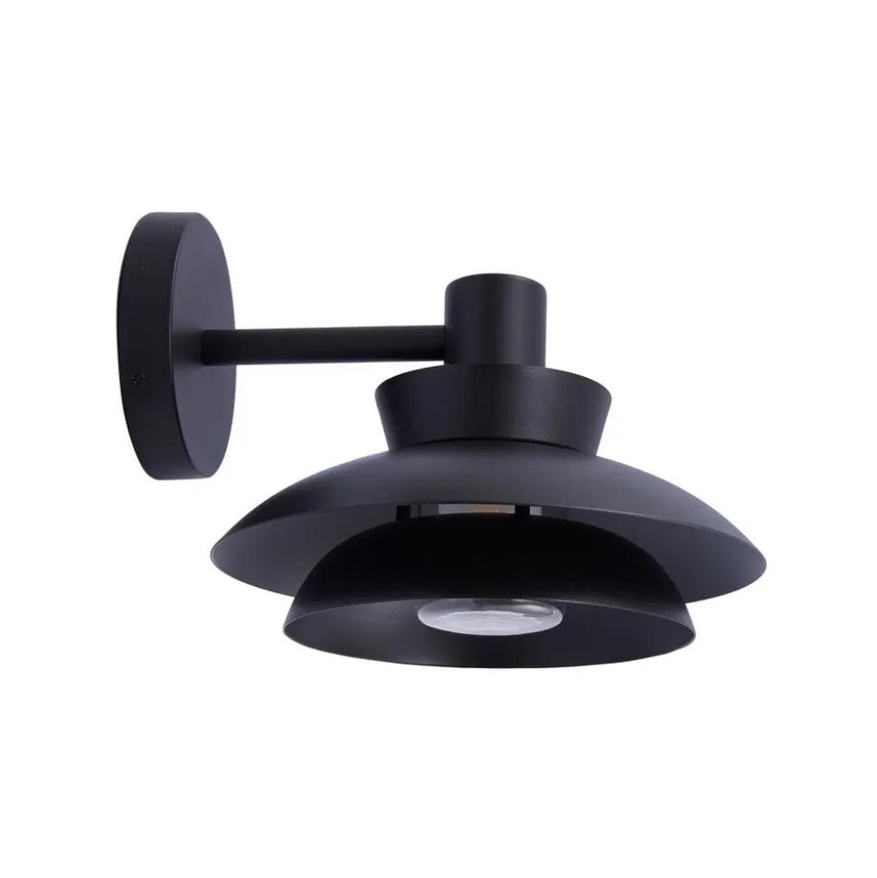 Lucande udendørs væglampe Thais, sort, metal, Ø 25 cm