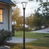 Lucande udendørslampe Elario, 222 cm, sort, aluminium